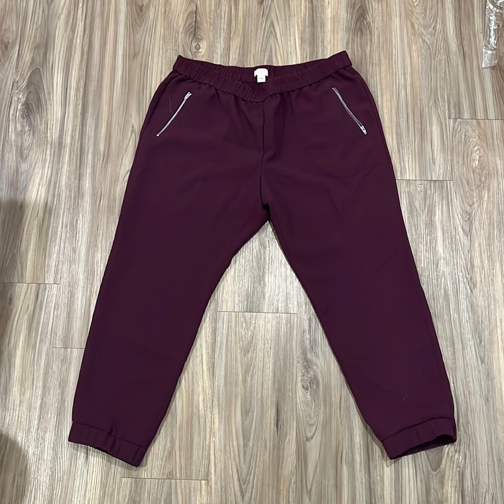 J Crew mulberry/eggplant jogger style pant size 16